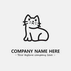 Cat illustration black and white for logo company vector image