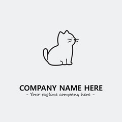 Cat illustration black and white for logo company vector image