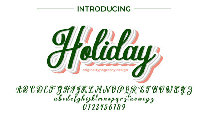Fototapeta premium Holiday Font Stylish brush painted an uppercase vector letters, alphabet, typeface