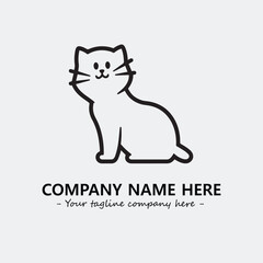 Cat illustration black and white for logo company vector image