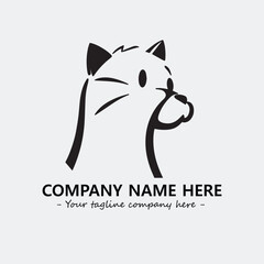 Cat illustration black and white for logo company vector image