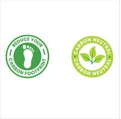 Carbon neutral icon stamp, Reduce your carbon footprint icon stamp, CO2, footprint badge, vector, editable and customizable