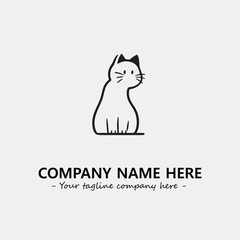 Cat illustration black and white for logo company vector image