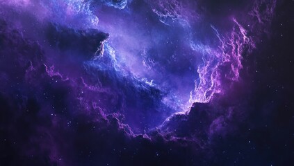 Obraz premium Abstract nebula cloud with purple and blue hues in space background.