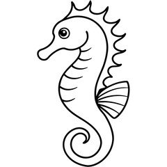 Seahorse Silhouette in Clean Line Art