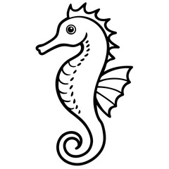 Seahorse Silhouette in Clean Line Art