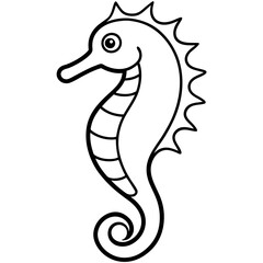 Seahorse Silhouette in Clean Line Art