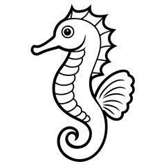 Seahorse Silhouette in Clean Line Art