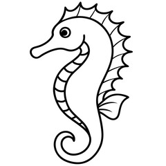 Fototapeta premium Seahorse Silhouette in Clean Line Art
