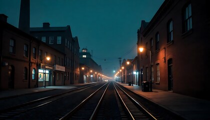 Night view of the urban city street showcases old European architecture and buildings under the night lights