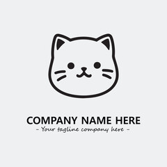 Cat illustration black and white for logo company vector image