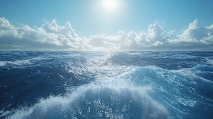 Fototapeta premium Gentle ocean waves, soft blue tones, calming ripple, seamless loop