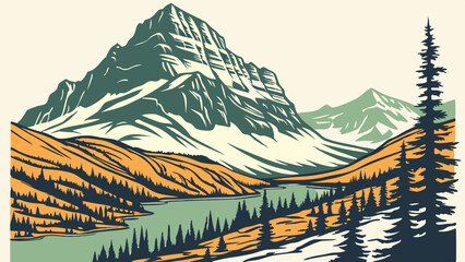 Abstract mountain design of Glacier National Park – Montana, USA
