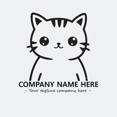 Cat illustration black and white for logo company vector image