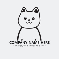Cat illustration black and white for logo company vector image
