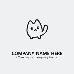 Cat illustration black and white for logo company vector image
