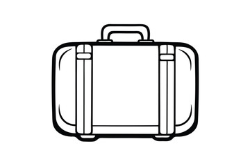 Black And White Outline Suitcase Design For Travel Iconography And Simple Style Graphics Vector Illustration