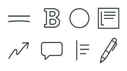 outline vector icons of story elements: story ring, add story, watch story, highlight, archive, story camera, story reactions, swipe up. No text. The icons should be clean. isolated transparent