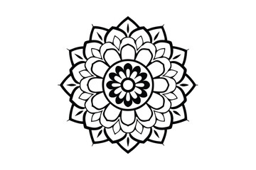 Elegant Black And White Mandala Design,Ornamental Circular Pattern For Coloring Books And Vector Art,Isolated Background