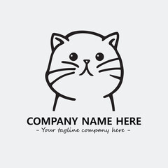 Cat illustration black and white for logo company vector image