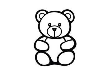 Isolated Teddy Bear Illustration Simple Black And White Drawing For Childrens Coloring Book And Educational Resource
