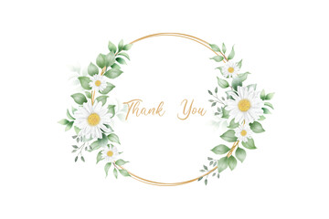 Chrysanthemum flower watercolor wreath with golden circle