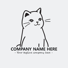 Cat illustration black and white for logo company vector image