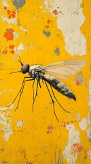 Yellow Wall Insect Art