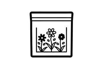 Black And White Doodle Of Flowers In Frame Creative Flower Garden Illustration Minimalist Floral Design For Posters