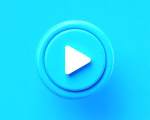 3D Play Button Media Start Icon and Blue Graphic Design