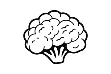 Simple Line Art Of Broccoli Isolated On White Background Healthy Eating And Vegan Lifestyle Choice