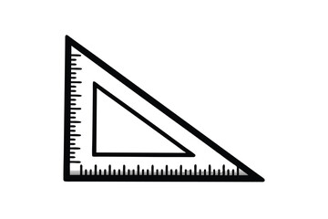 Black And White Illustration Of A Set Square For Education And Architecture Isolated On White Background