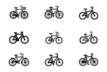 Obraz premium Bicycle Silhouette Icon Set - Classic City Bicycle 