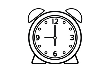Classic Alarm Clock Vector Outline Illustrating Nine Oclock Wake Up Time With Bell Design Elements