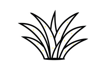 Stylized Black And White Grass Illustration With Yellow Spots Ideal For Various Design Projects And Templates