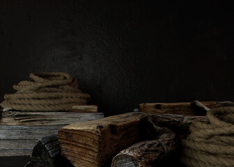 Indoor Stage Of Wood And Rope