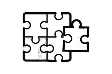 Black And White Puzzle Pieces Isolated Illustrating Problem Solving Strategy Collaboration Teamwork And Conceptual Thinking