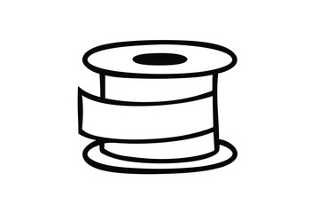 Spool Of Thread Icon In Black And White Simple Line Art Vector Illustration Crafting Sewing Isolated