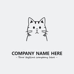 Cat illustration black and white for logo company vector image