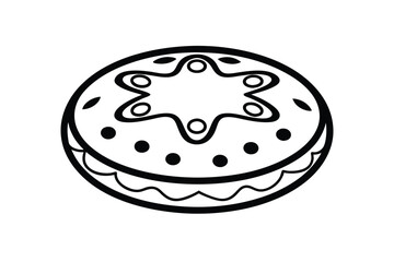 Hand Drawn Donut Vector Outline Black And White Design Featuring Sprinkles And A Stylized Star