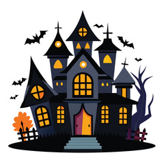 Halloween haunted houses isolated clipart on white background
