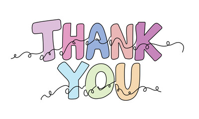 Thank You Word Art Line Drawing
