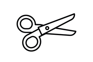 Minimalist Scissors Outline Isolated On White Background Simple Stationery Design Clean Line Art Illustration Craft Tool Icon Graphic