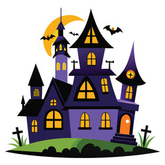 Halloween haunted houses isolated clipart on white background