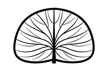 Black And White Illustration Of A Stylized Leaf With Veins Great For Design Elements And Icon Usage