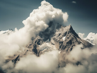 Fototapeta premium Mountain clouds gathering fast signaling a weather shift and swift danger demanding respect