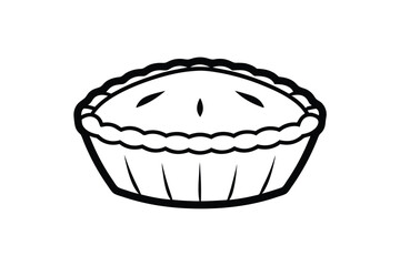 Pie Black And White Line Art Thanksgiving Dessert Sweet Traditional Baked Food Graphic Illustration