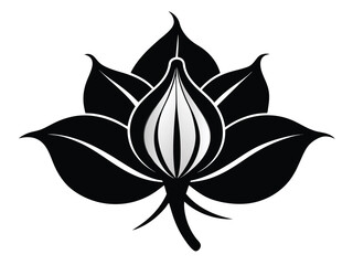 Vector black and white flower illustration, a floral design element often used in nature-inspired tattoo art and decoration