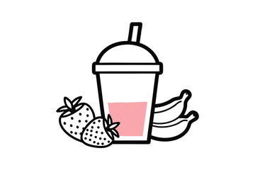 Smoothie With Strawberries And Bananas Fruit Fusion In Minimalist Design Fresh And Healthy Food Concept