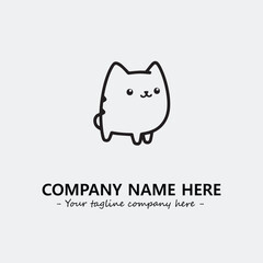 Cat illustration black and white for logo company vector image